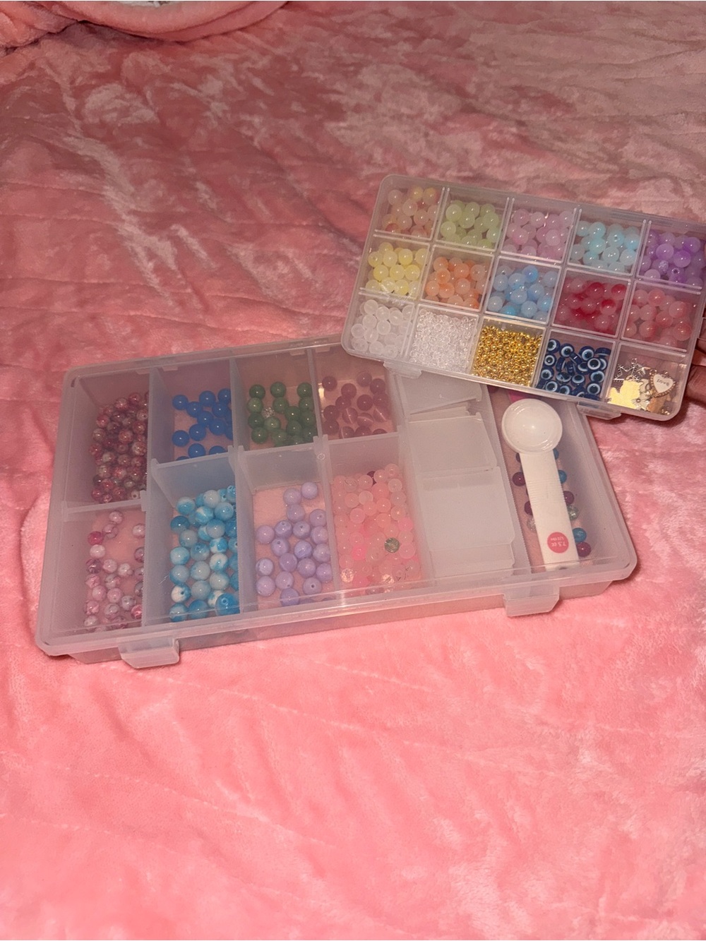Bead Organizer with Pastel Beads - Pink, Blue, Lavender